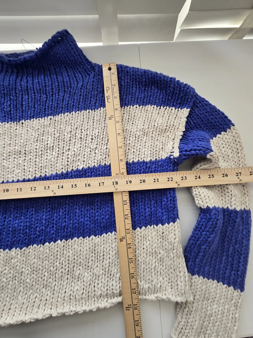 NWT Free People Opal Rollneck Knit Stripe Sweater Cobalt Blue Cream Rugby Top -S